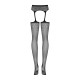 Сітчасті панчохи-стокінги з квітковим малюнком Obsessive Garter stockings S207 S/M/L,чорні