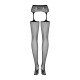 Сітчасті панчохи-стокінги з мереживним поясом Obsessive Garter stockings S307 XL/XXL, чорні