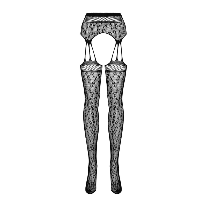 Сітчасті панчохи-стокінги під леопард Obsessive Garter stockings S817 S/M/L, імітація гартерів, з до