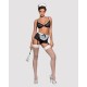 Еротичний костюм покоївки Obsessive Maidme set 5pcs S/M, бюстгальтер, пояс з фартухом, панчохи