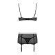 Еротичний костюм покоївки Obsessive Maidme set 5pcs S/M, бюстгальтер, пояс з фартухом, панчохи