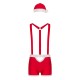 Чоловічий еротичний костюм Санта-Клауса Obsessive Mr Claus L/XL, боксери на підтяжках, шапочка з пом