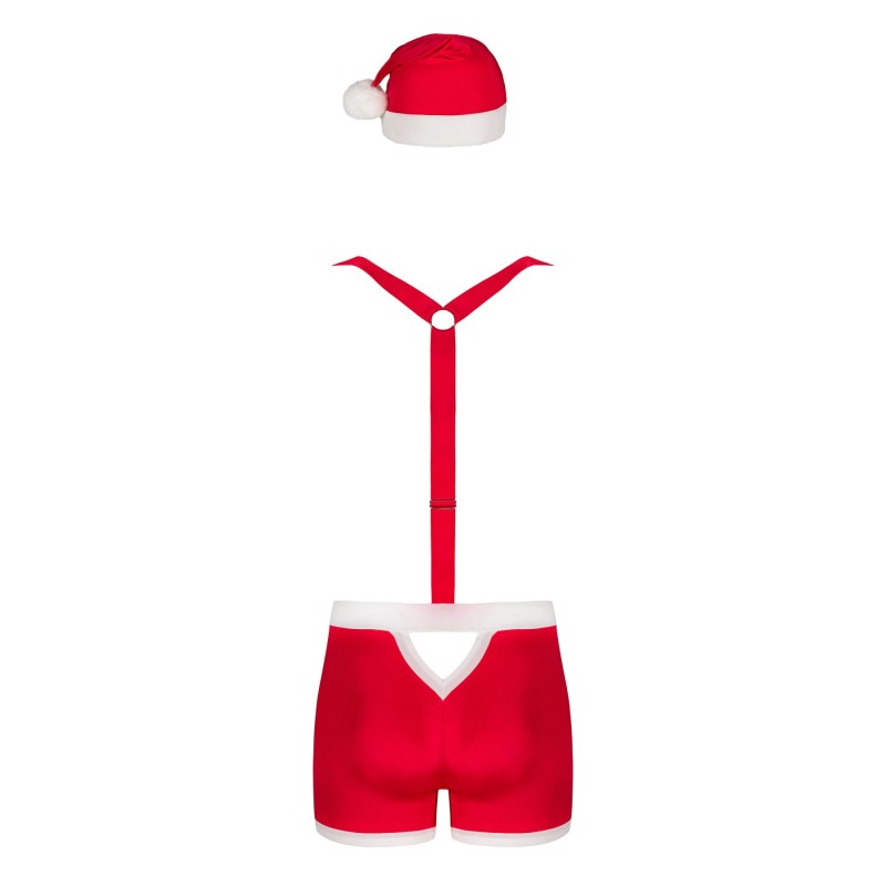 Чоловічий еротичний костюм Санта-Клауса Obsessive Mr Claus L/XL, боксери на підтяжках, шапочка з пом