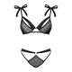 Полупрозрачный эротический комплект Obsessive Obsessivia 2pcs set black S/M, бюстгальтер и трусики