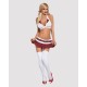 Эротический костюм школьницы с мини-юбкой Obsessive Schooly 5pcs costume S/M, бело-красный