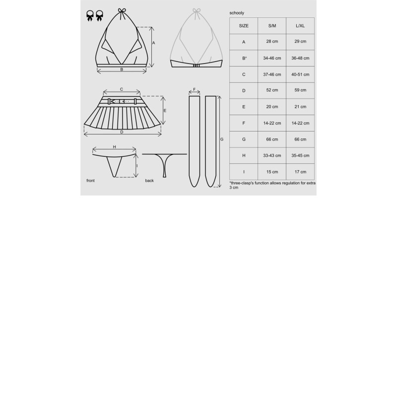 Эротический костюм школьницы с мини-юбкой Obsessive Schooly 5pcs costume S/M, бело-красный