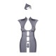 Еротичний костюм стюардеси Obsessive Stewardess 3 pcs grey S/M, сірий, сукня, стрінги, пілотка