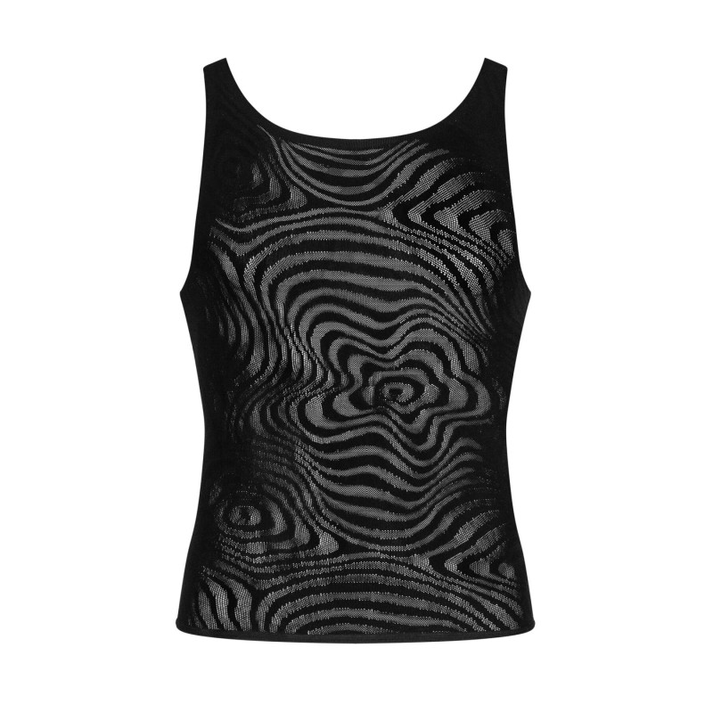 Чоловіча напівпрозора майка-борцовка з візерунком Obsessive T103 tank top S/M/L, чорна