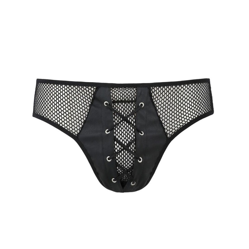 Мужские трусы со шнуровкой Passion 035 SLIP RICHARD S/M Black, экокожа, сетка