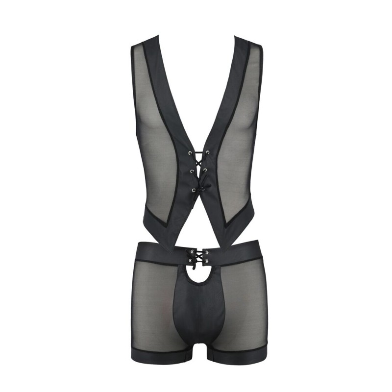 Комплект чоловічої білизни на шнурівці Passion 053 SET WILLIAM L/XL Black, жилет, боксери
