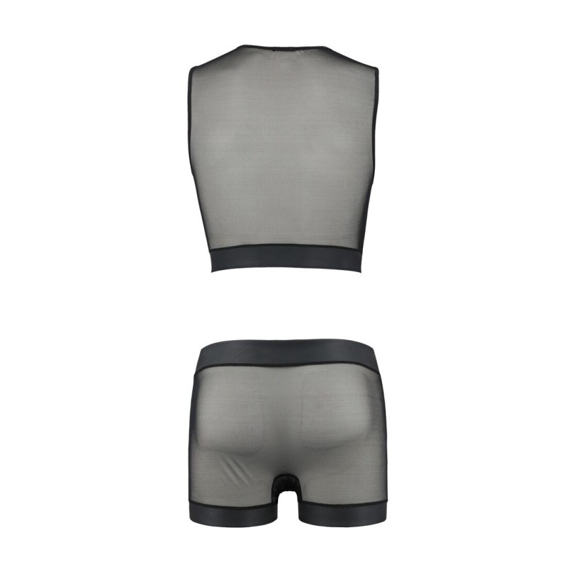 Комплект чоловічої білизни на шнурівці Passion 053 SET WILLIAM S/M Black, жилет, боксери