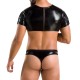 Комплект мужского белья под латекс Passion 057 SET PETER S/M Black, кроп-топ, стринги