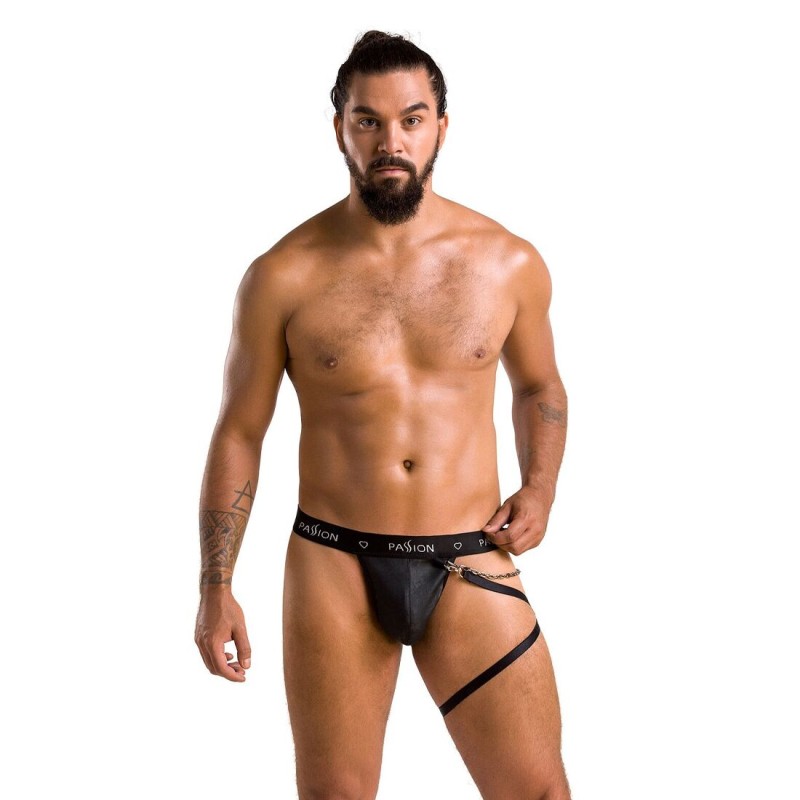 Мужские трусики танга с подвязкой Passion 058 THONG BILL S/M Black