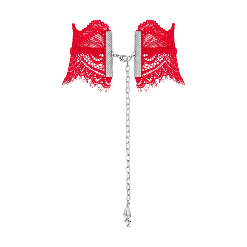 Широкий мереживний чокер Obsessive Bergamore choker, red