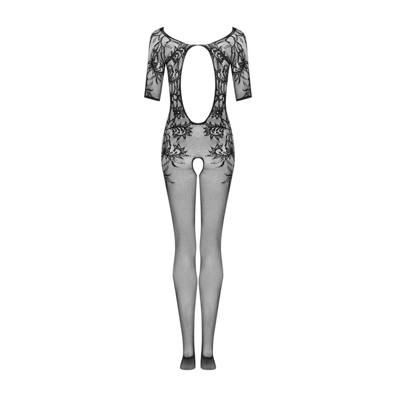 Сітчастий бодістокінг з квітковим малюнком Obsessive Bodystocking F238 S/M/L, black, з доступом, імі