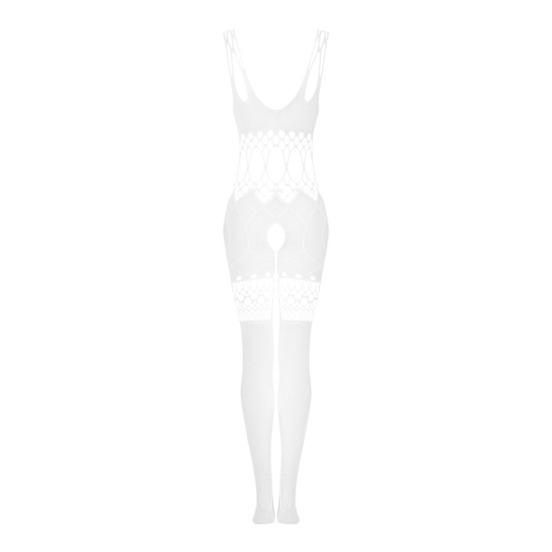 Сітчастий бодістокінг з імітацією топа та шортів Obsessive Bodystocking G330 XL/XXL, white, з доступом
