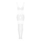 Сітчастий бодістокінг з імітацією топа та шортів Obsessive Bodystocking G330 XL/XXL, white, з доступом