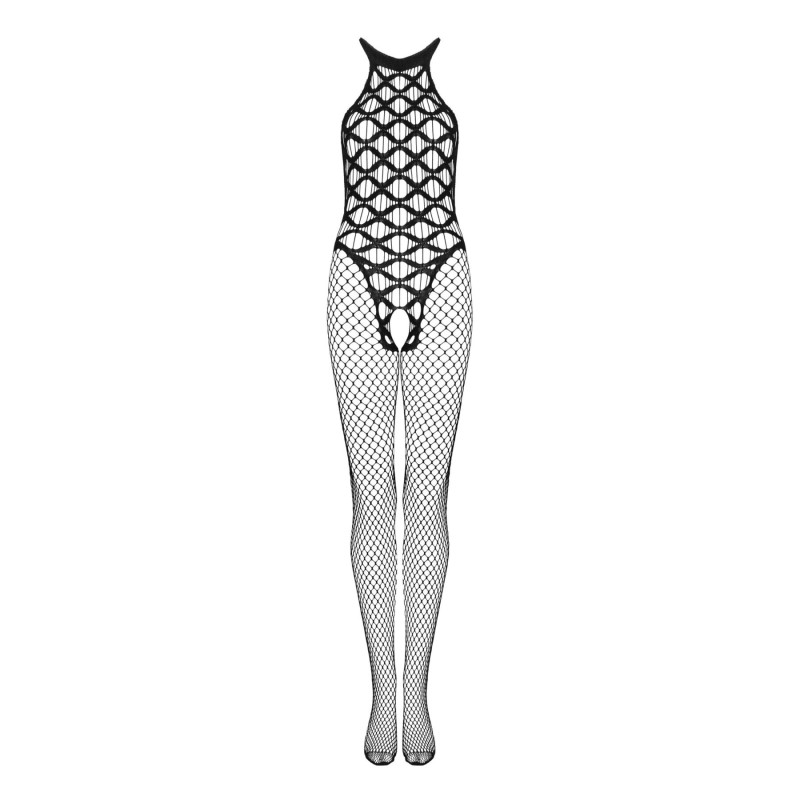 Сітчастий бодістокінг з імітацією боді Obsessive Bodystocking G332 S/M/L, black, з доступом
