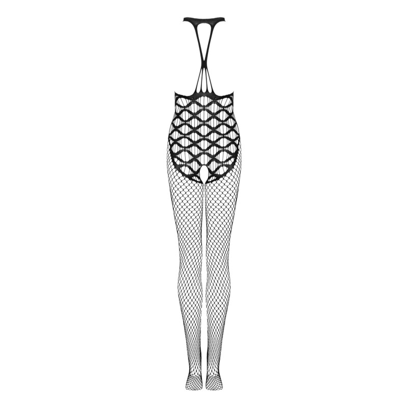 Сітчастий бодістокінг з імітацією боді Obsessive Bodystocking G332 S/M/L, black, з доступом