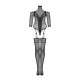 Нейлоновий бодістокінг з імітацією панчіх Obsessive Bodystocking G333 S/M/L, black, з доступом