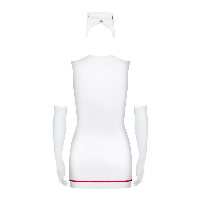 Еротичний костюм медсестри Obsessive Emergency dress S/M, white, сукня, стринги, рукавички, чепчик, стетоскоп