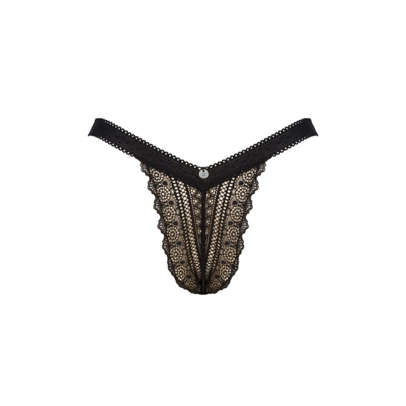 Кружевные трусики с заниженной талией Obsessive Estiqua panties XS/S, black