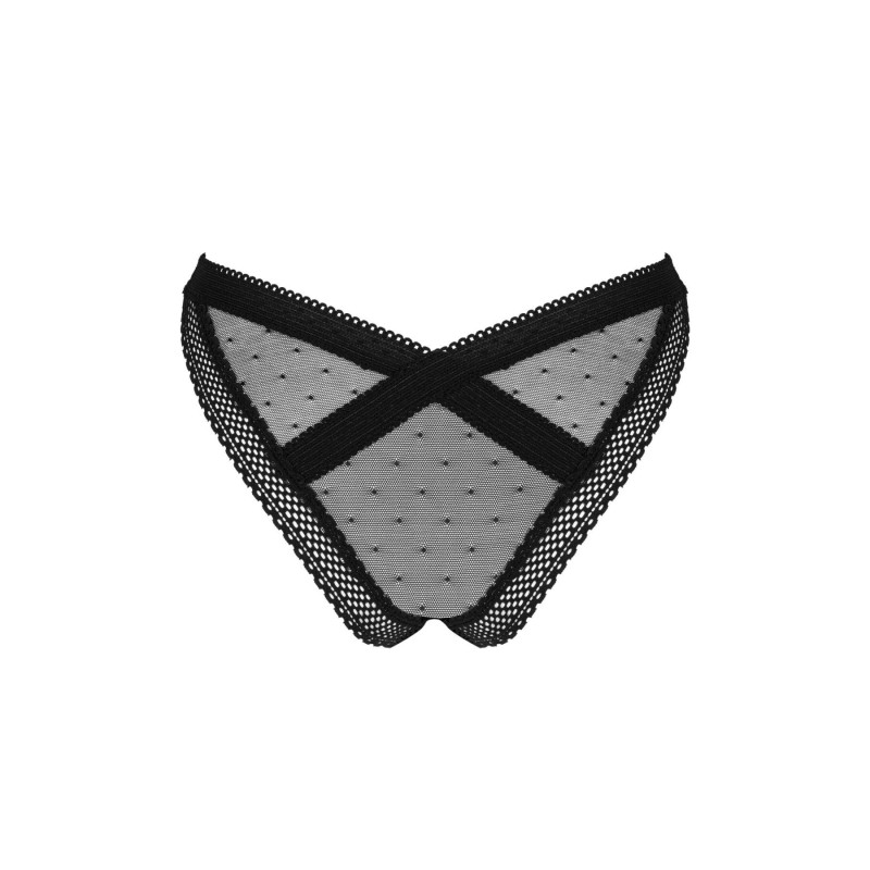 Кружевные трусики с заниженной талией Obsessive Estiqua panties XS/S, black