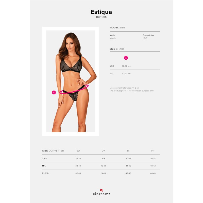 Кружевные трусики с заниженной талией Obsessive Estiqua panties XS/S, black