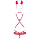 Еротичний костюм чортика зі стреп Obsessive Evilia teddy red L/XL