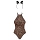 Эротический костюм леопарда Obsessive Leocatia teddy XXL, боди, обруч с ушками
