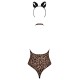 Эротический костюм леопарда Obsessive Leocatia teddy XXL, боди, обруч с ушками