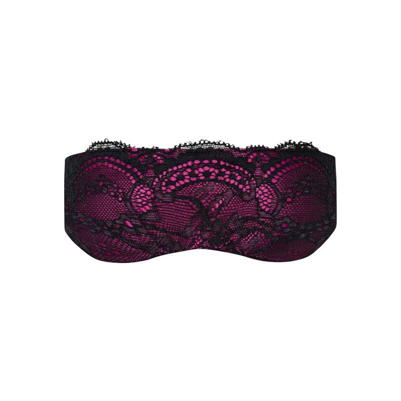 Атласна маска Obsessive Roseberry mask, pink, прикрашена мереживом, для сну