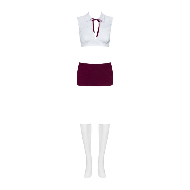 Еротичний костюм студентки Obsessive Student 4 pcs costume S/M, топ, спідниця, стринги, гольфи