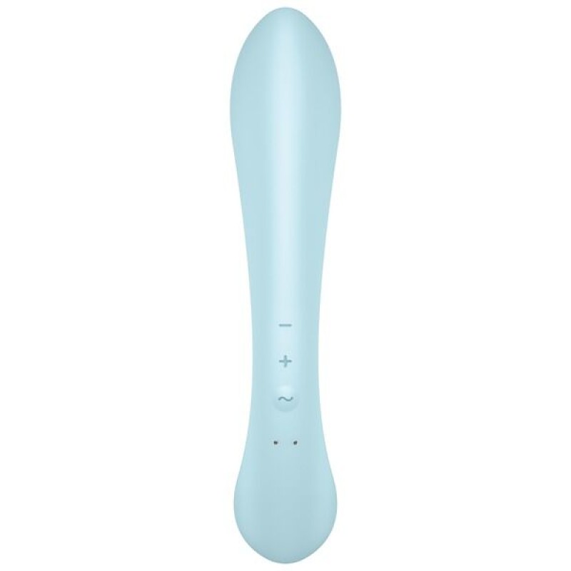 Двосторонній вібратор-кролик Satisfyer Triple Oh Light Blue, 3 мотори, руків’я-масажер