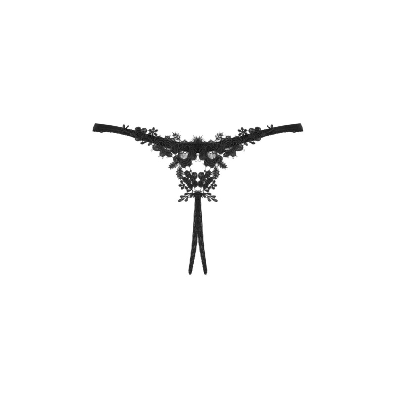 Прозрачные стринги с доступом Obsessive Celia Noir crotchless thong XL/2XL