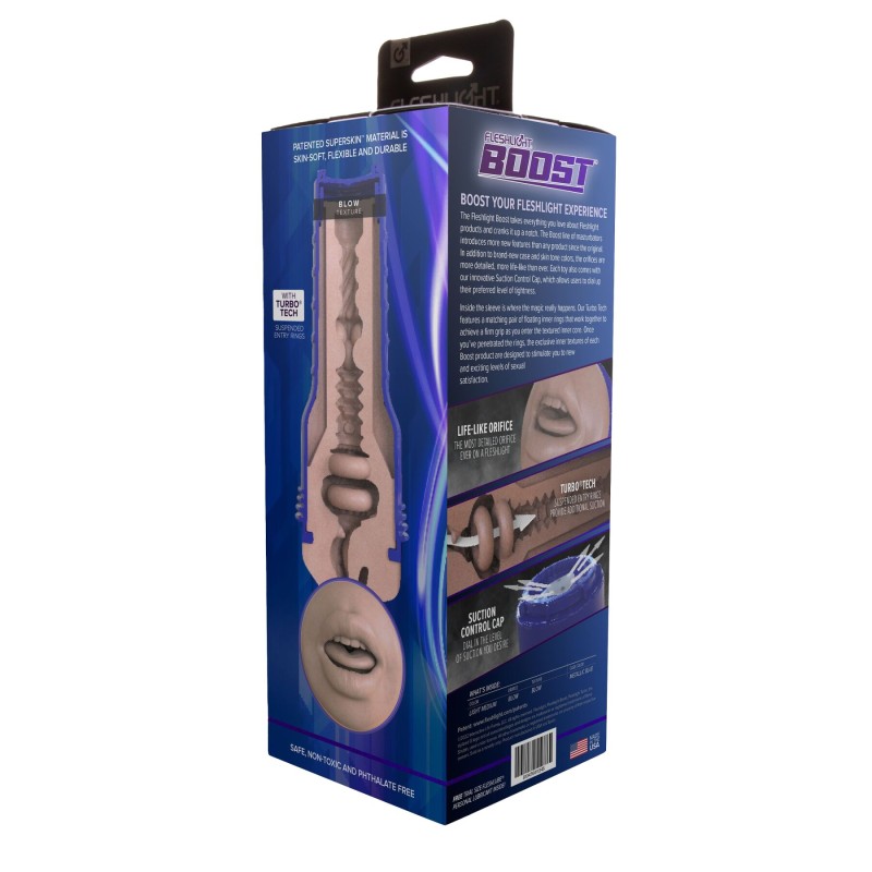 Мастурбатор-ротик Fleshlight Boost Blow Light Medium Flesh, плаваючі кільця Turbo Tech