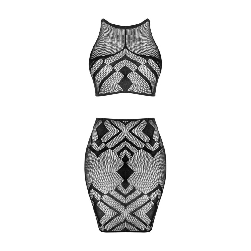Эротичный полупрозрачный комплект Obsessive K101 top & skirt S/M/L, топ, юбка