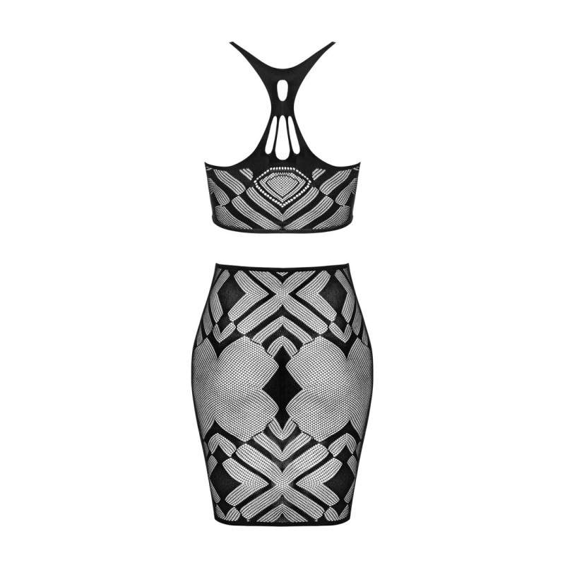Эротичный полупрозрачный комплект Obsessive K101 top & skirt S/M/L, топ, юбка