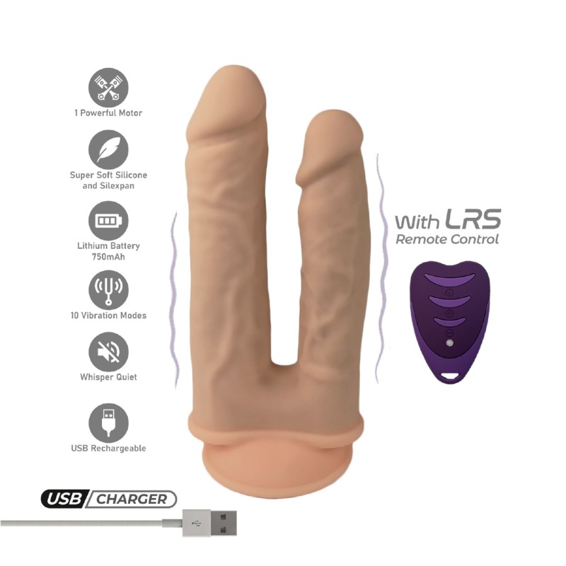 Двойной фаллоимитатор с вибрацией SilexD Double Gusto Vibro Flesh (Model 1 size 8