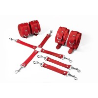 Набір для БДСМ 3 в 1 Feral Feelings BDSM Kit 3 Red, наручники, поножі, хрестовина