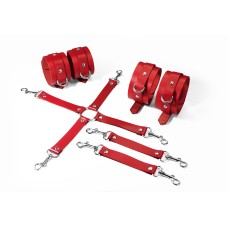 Набір для БДСМ 3 в 1 Feral Feelings BDSM Kit 3 Red, наручники, поножі, хрестовина