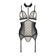 Корсет с открытой грудью Passion DOMINICA CORSET S/M beige, пажи для чулок, стринги