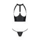 Комплект білизни з відкритими грудьми Passion GENEVIA SET WITH OPEN BRA S/M black, корсет, стрінги