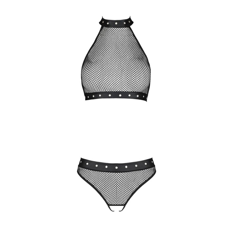 Білизна з відкритим доступом Passion MOONLIGHT SET XXL/XXXL black, топ, стрінги