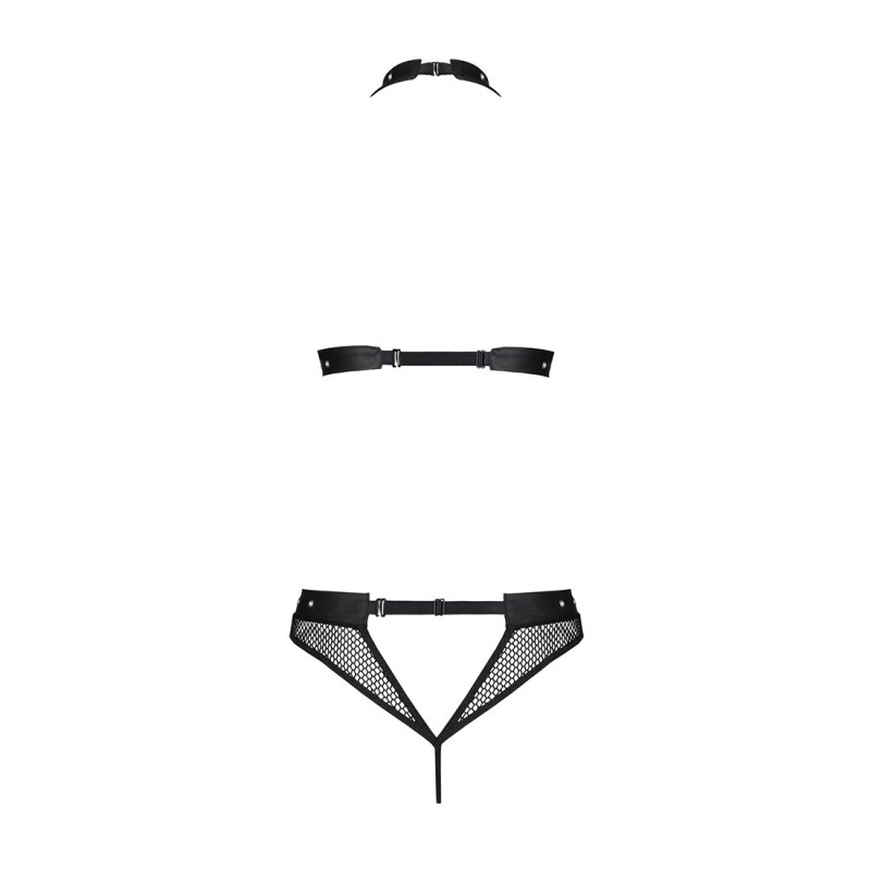 Білизна з відкритим доступом Passion MOONLIGHT SET XXL/XXXL black, топ, стрінги