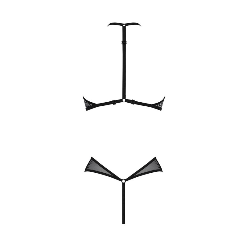 Сітчасте боді з мереживом на грудях Passion SATARA BODY L/XL black