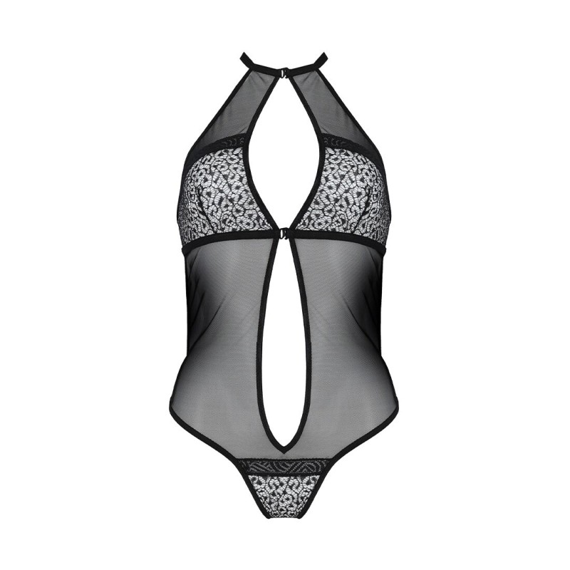 Сетчатое боди с кружевом на груди Passion SATARA BODY XXL/XXXL black