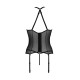 Корсет с пажами Passion SATARA CORSET S/M black, стринги, кружево, застежки спереди и сзади