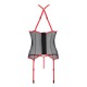 Корсет з пажами Passion SATARA CORSET L/XL red, стрінги, мереживо, застібки спереду та ззаду