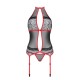 Корсет з пажами Passion SATARA CORSET XXL/XXXL red, стрінги, мереживо, застібки спереду та ззаду